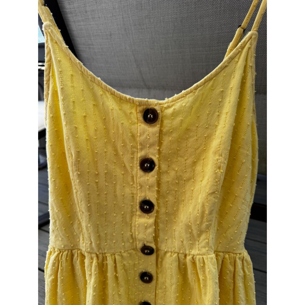 Japna Butter Yellow Eyelet Ruffle Hem Sun Dress Smocked Back Boho Summer M - Picture 4 of 15